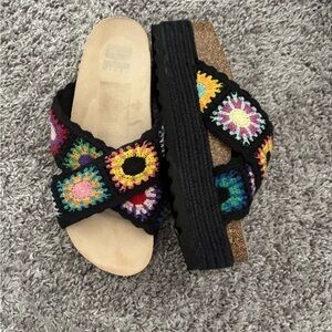 Nordstrom Black Crochet Platform Sandals